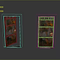 Rusty Iron Doors With Open And Closed States On Gray Reflective Floor 3d model