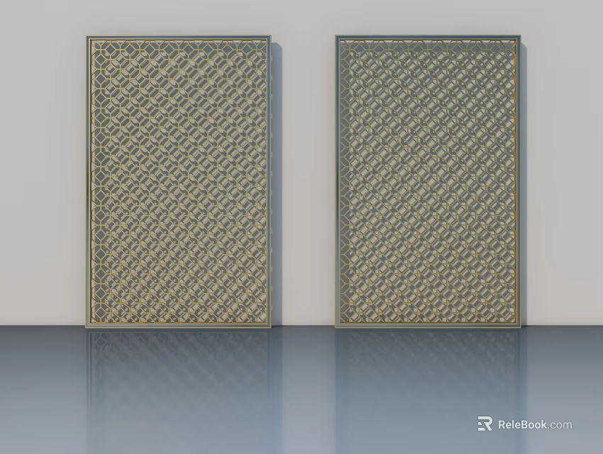 Elegant Decorative Hinged Doors Featuring Diamond Pattern Design for Modern Interiors 3d model