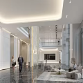 Elegant Modern Office Lobby Reception Space With Comfortable Lounge Seats And Sleek Marble Interior Design