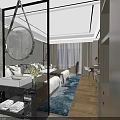Hotel Guest Room Interior With Comfortable Bed Nightstand Decorative Paintings And Modern Lighting