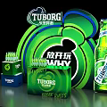 Tuborg Beer Green Bottle With Packaging And Break Rules Slogan