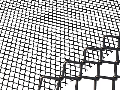 Durable Metal Mesh Fence With Interlocking Grid And Sturdy Frame Structure 3d model