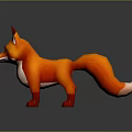 Orange Fox With Fluffy Tail Large Ears And Red Eyes Standing On Dark Background