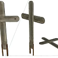 Three Vintage Wooden Cross Decorative Ornament Set For Home Decor