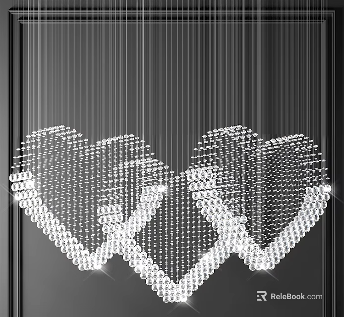 Heart Shaped Crystal Chandelier Composed of Small Crystals Against Dark Background 3d model 