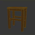 Brown Wooden Stool With Square Seat And Four Legs Simple Design
