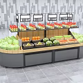 Multi Layer Fruit Display Shelf With Green Vegetables Oranges Watermelons And Red Fruits 3d model