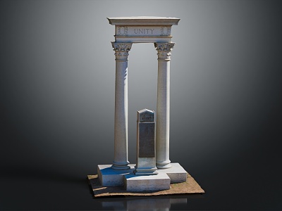 European Roman Column Stone Stele model