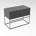 Stylish Black Functional Desk With Three Cabinet Doors And Metal Frame