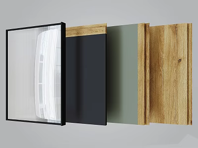 Modern Wall Panels Design Samples with Wooden Black Green and Glass Material Options 3d model