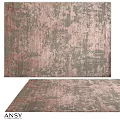 Soft Pink And Gray Square Rug With Abstract Distressed Pattern Design