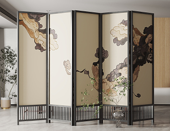 New Chinese-style screen partition screen 3d model