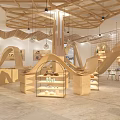 Modern Handicraft Workshop Log Shaped Cafe Handicraft Workshop Shop Curved Surface Shaped Shape Operating Table Curved Handicraft Workshop Indoor 3d model