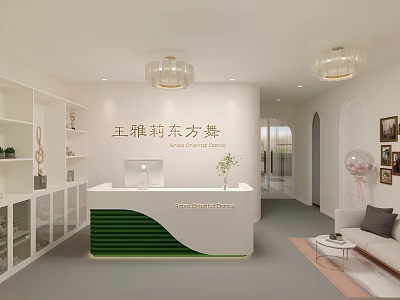 Elegant Oriental Dance Fitness Studio With Modern Reception And Workout Space 3d model