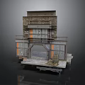 Modern Multi Level Building Model With Gray Concrete Orange Accents And Open Base