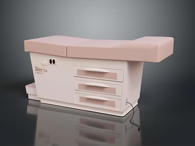 Modern Light Pink Massage Table With Storage Drawers And Control Panel Buttons 3d model