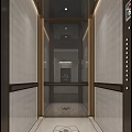 Modern Elevator Interior With Ceramic Tile Walls Metal Frame And Control Panel