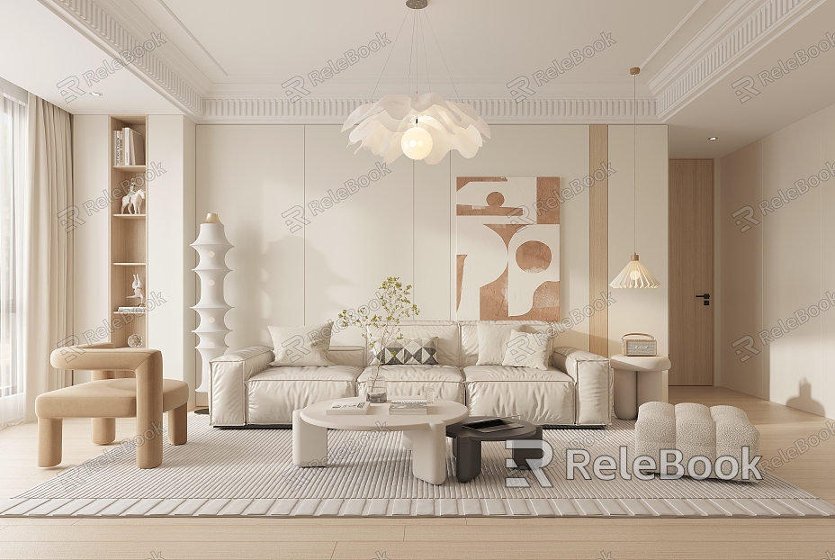 Cream wind home living room model