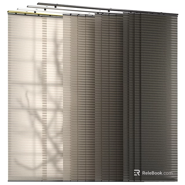 Modern Venetian Blinds Filtering Natural Light With Branch Shadows And Soft Patterns 3d model 