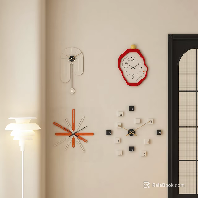 Decorative Wall Clocks With Various Designs In Room 3d model