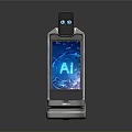 Human Interacting With AI Smart Device Featuring Interactive Screen And Camera