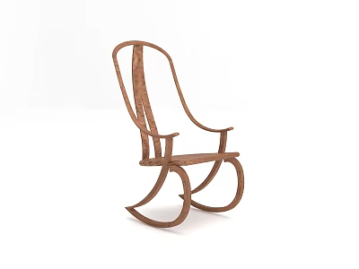 Modern Brown Wooden Leisure Chair With Curved Structure And Rocking Design 3d model