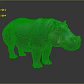 Realistic Hippopotamus 3D Model With Vibrant Blue And Red Hues On Dark Background