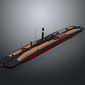 Vintage Steamboat With Wooden Deck Black Chimney And Red Hull As Classic Water Transport