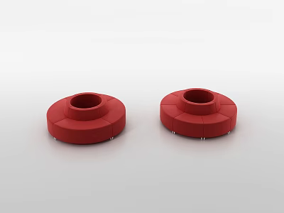 Modern Red Circular Irregular Shaped Sofa Pair For Contemporary Living Room Design 3d model