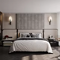 Modern Hotel Room Interior Design With King Bed Bedside Lamp Large Window And City View
