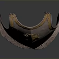 Metal Breastplate With Golden Trim And Cross Pattern As Vintage Decorative Household Item