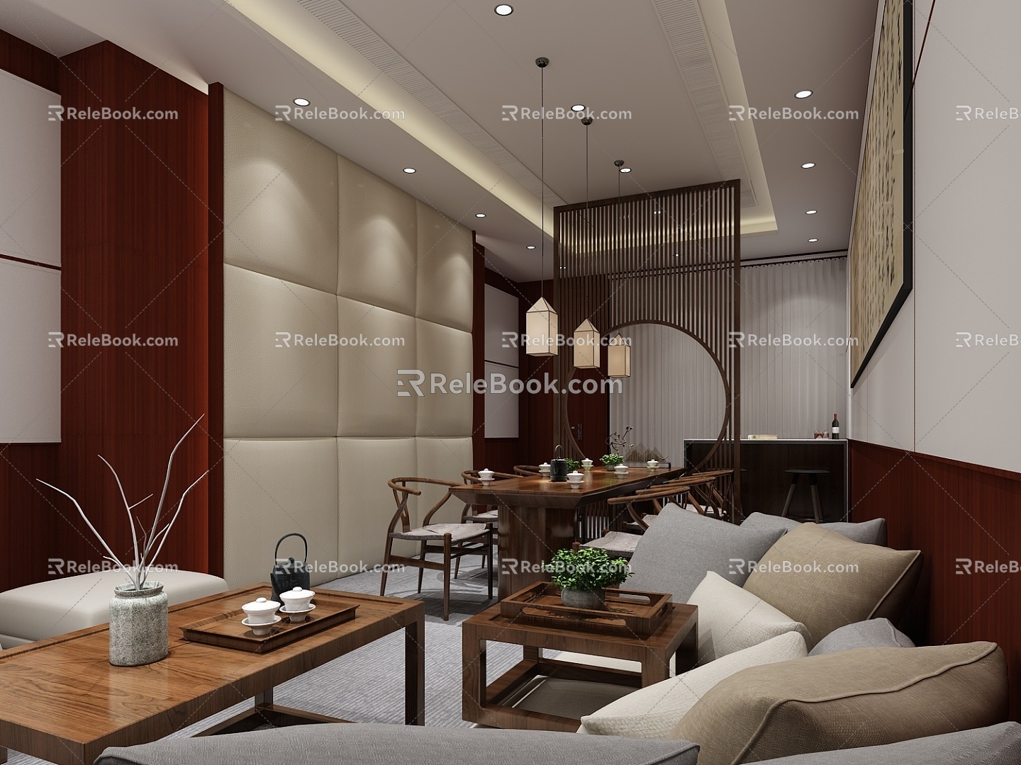 New Chinese-style Negotiation Area Reception Room 3d model