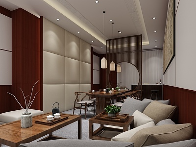 New Chinese-style Negotiation Area Reception Room 3d model