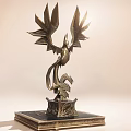 Exquisite Bronze Bird Sculpture Featuring Expanded Wings And Decorative Base