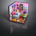 Colorful Kids' Room Interior Design With Bed Bookshelf Toys And Wall Decor