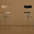 Modern Bar Stools With Wooden And Black Seats And Metal Frame Simple Design