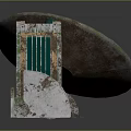 Futuristic Building Model With Curved Roof Green Glass Windows And Circular Metallic Tiers
