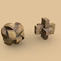 Wooden Building Blocks Featuring Spherical Interlocking Design And Cross Shaped Structure 3d model