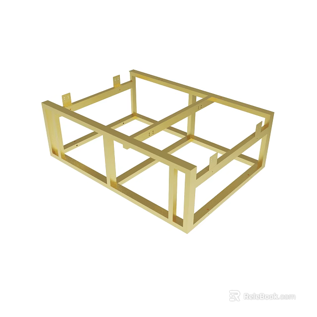 Sturdy Golden Metal Frame Structure With Grid Design For Storage Use 3d model 