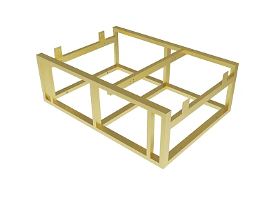 Sturdy Golden Metal Frame Structure With Grid Design For Storage Use 3d model