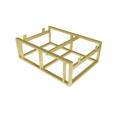 Sturdy Golden Metal Frame Structure With Grid Design For Storage Use 3d model