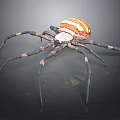3D Rendered Spider With Detailed Orange Yellow Striped Body And Black Legs With Orange Spots