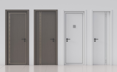 New Chinese style single door swing door bedroom door toilet door 3d model