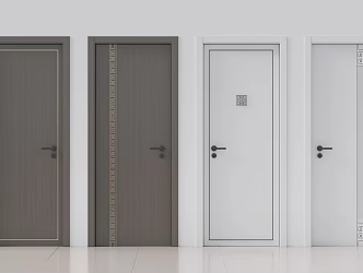 New Chinese style single door swing door bedroom door toilet door 3d model