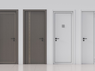 New Chinese style single door swing door bedroom door toilet door 3d model