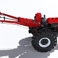 Red Heavy Duty Farm Tractor With Trailer Implement For Agricultural Work 3d model