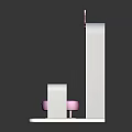 Cosmetics Booth Display With Round Mirror Pink Stools And Wooden Base