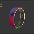 Red And Blue Smart Wristband With Silver Display And Woven Strap