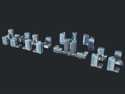 Modern Urban Office Buildings With Glass Facades And High Rise Architectural Design 3d model
