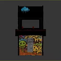 Graffiti Decorated Arcade Machine With Colorful Artwork Screen And Red Controls